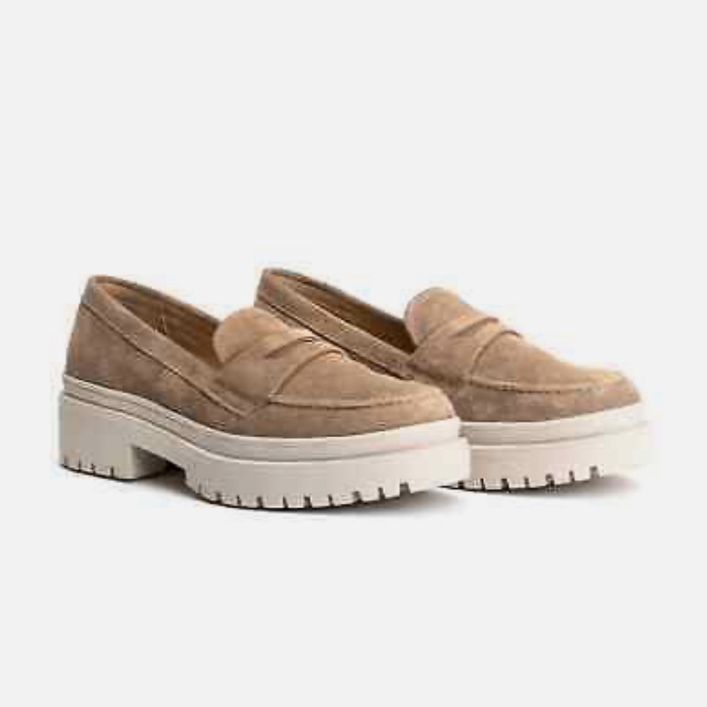 Chunky Suede Loafer - Tan, Sz 6.5